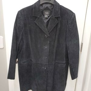 Dennis Basso Black Suede Coat